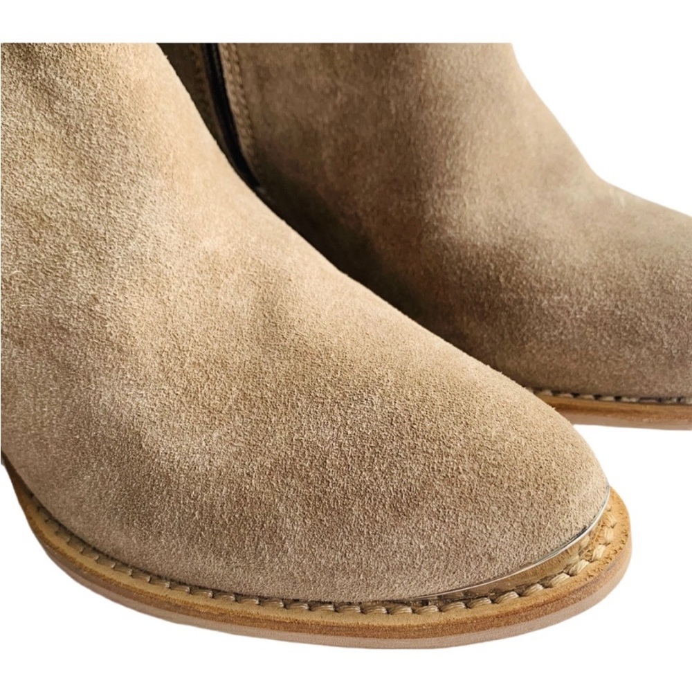 Diba True Tan Suede Leather Star Line Ankle Bootie Double Side Zippers Size 8.5 - Picture 6 of 16